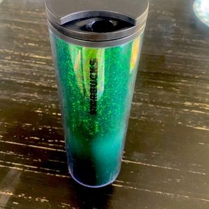 GREEN GLITTER STARBUCKS TRAVEL TUMBLER